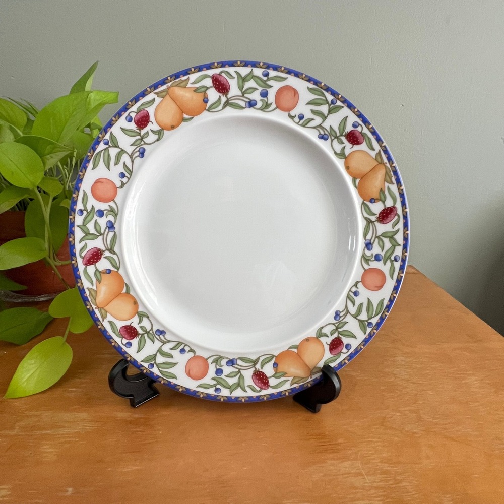 Dansk Fiance Fruits Dinner Plate 11 Inch Replacement Porcelain Fruit Vine Blue